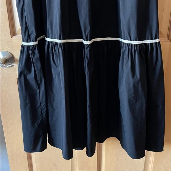 English Factory Bow with Puff Sleeve Midi Cotton Black Dress - Picture 6 of 8